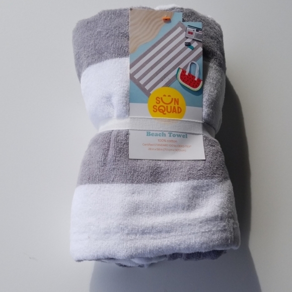 sun squad Bath Beach Towel Graywhite Striped By Sun Squad Poshmark